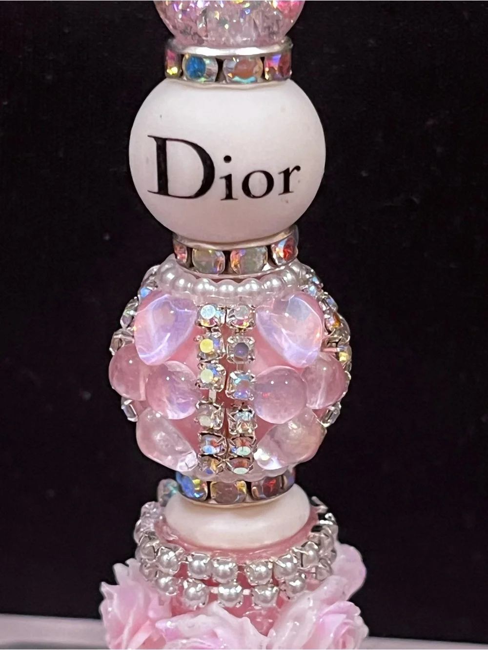 Rare Designer inspired Pink Floral fan focal Beaded Decorative Pen!